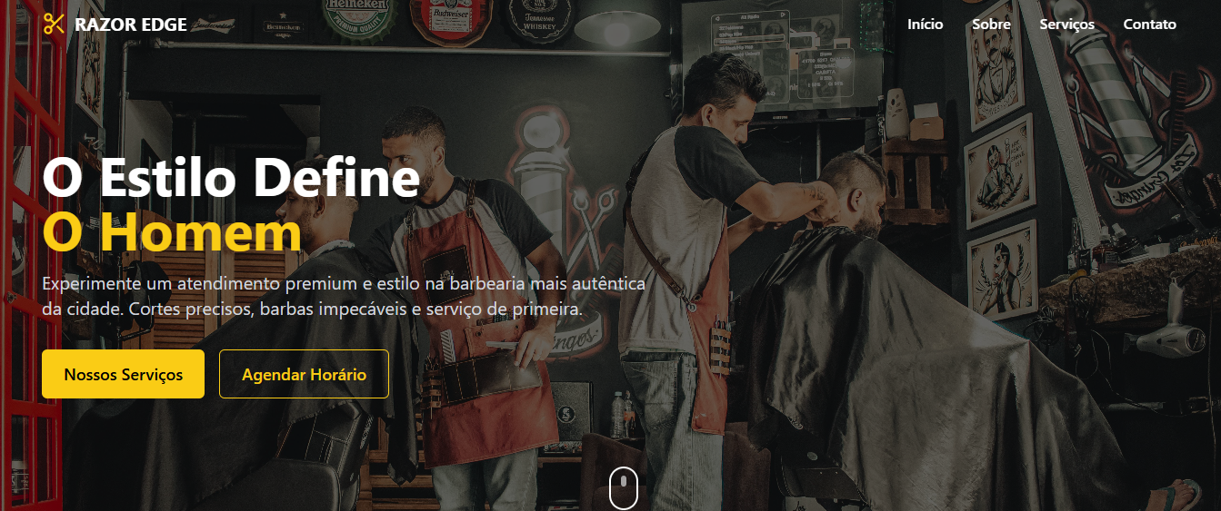 Site Barbearia Razor Edge - Design moderno